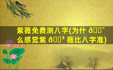 紫薇免费测八字(为什 🐯 么感觉紫 🌳 薇比八字准)